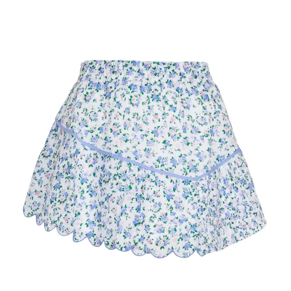 Love shack fancy Memphis mini skirt in blue jay song